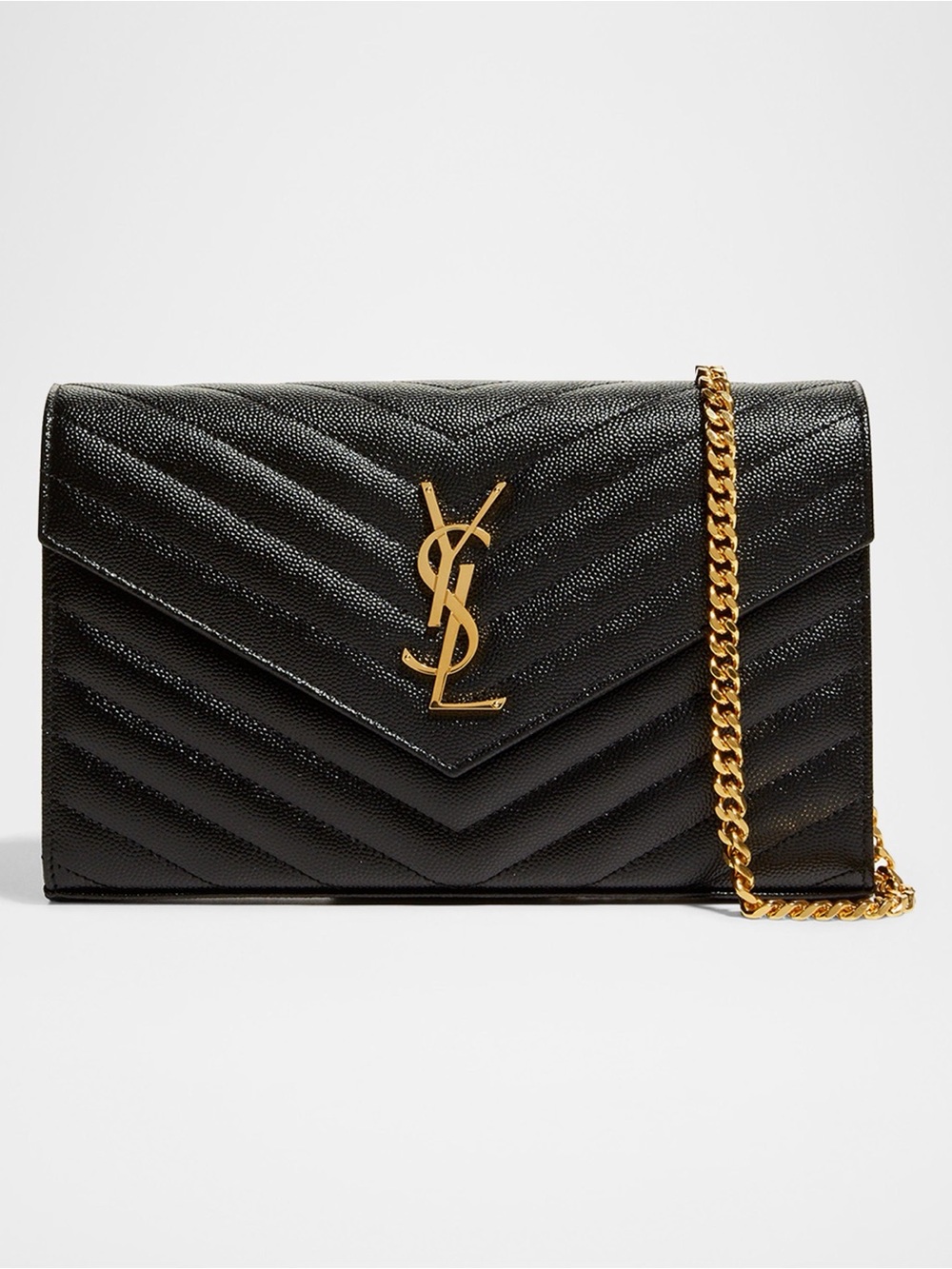 Saint Laurent
YSL Monogram Large Wallet on Chain in Grained Leather.